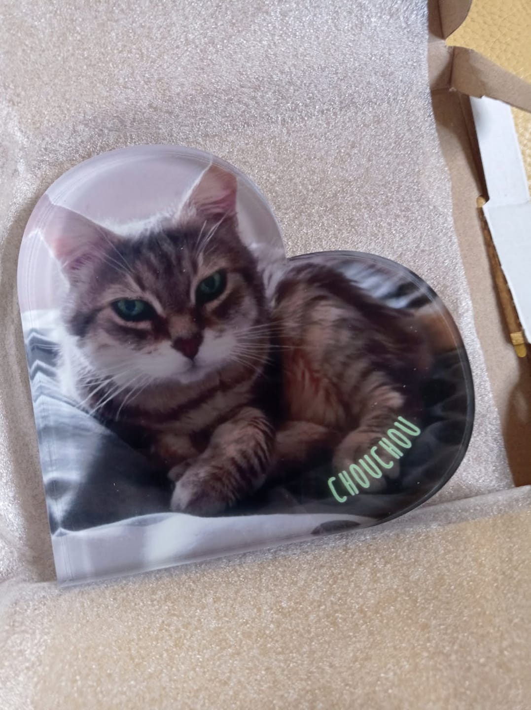 Customer photo review of Si je te manque - Cœur en verre personnalisé