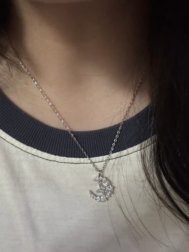 Customer photo review of Luna Crescent Necklace