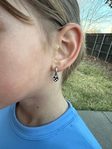 Customer photo review of Silver Checkered Heart Charms