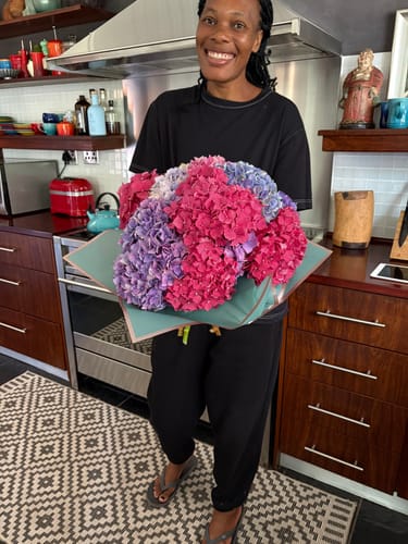 Customer photo review of Multicoloured Hydrangea Bouquet