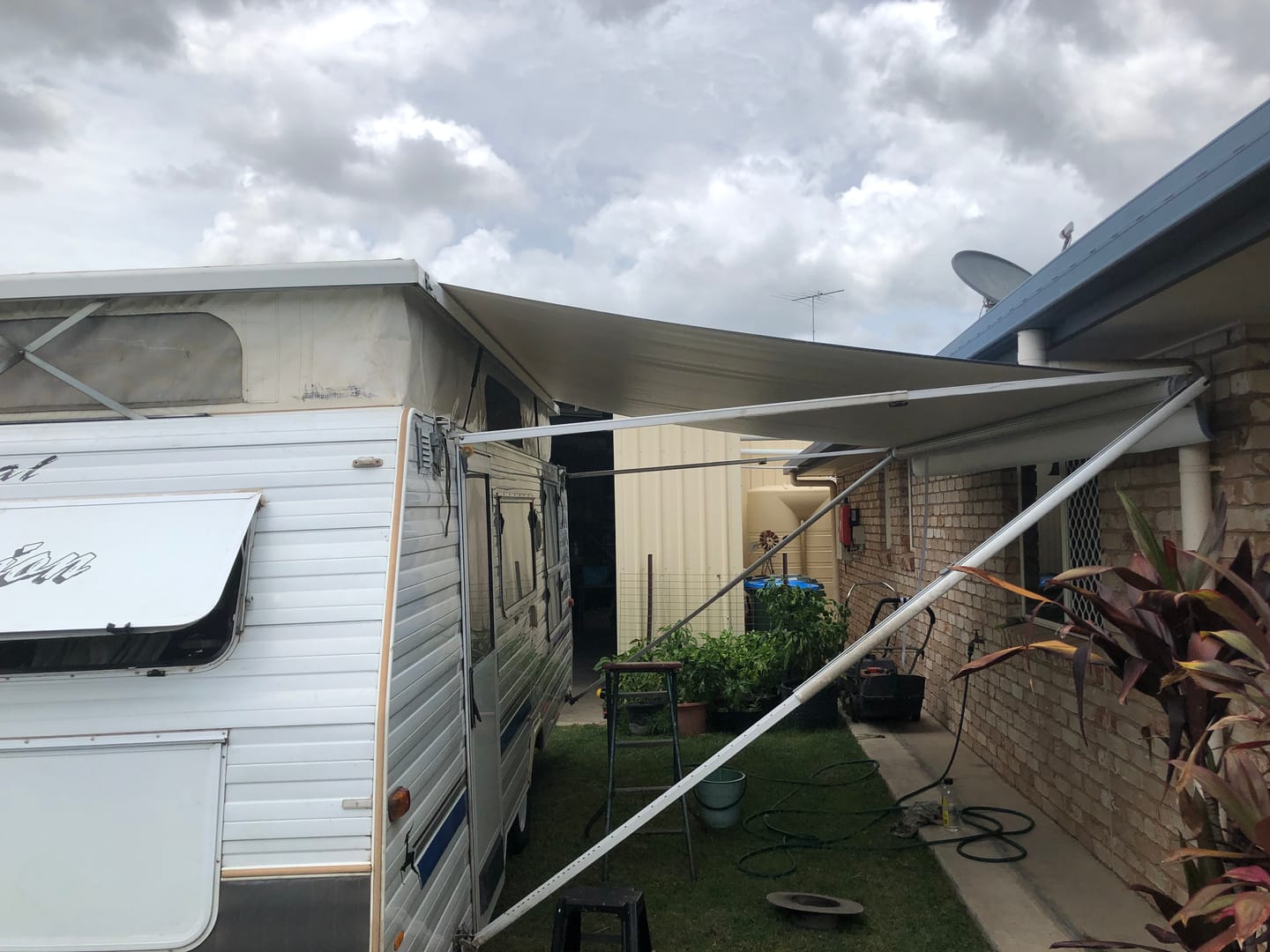 Customer photo review of Awning Replacement Vinyl - Blue Fade WA2004