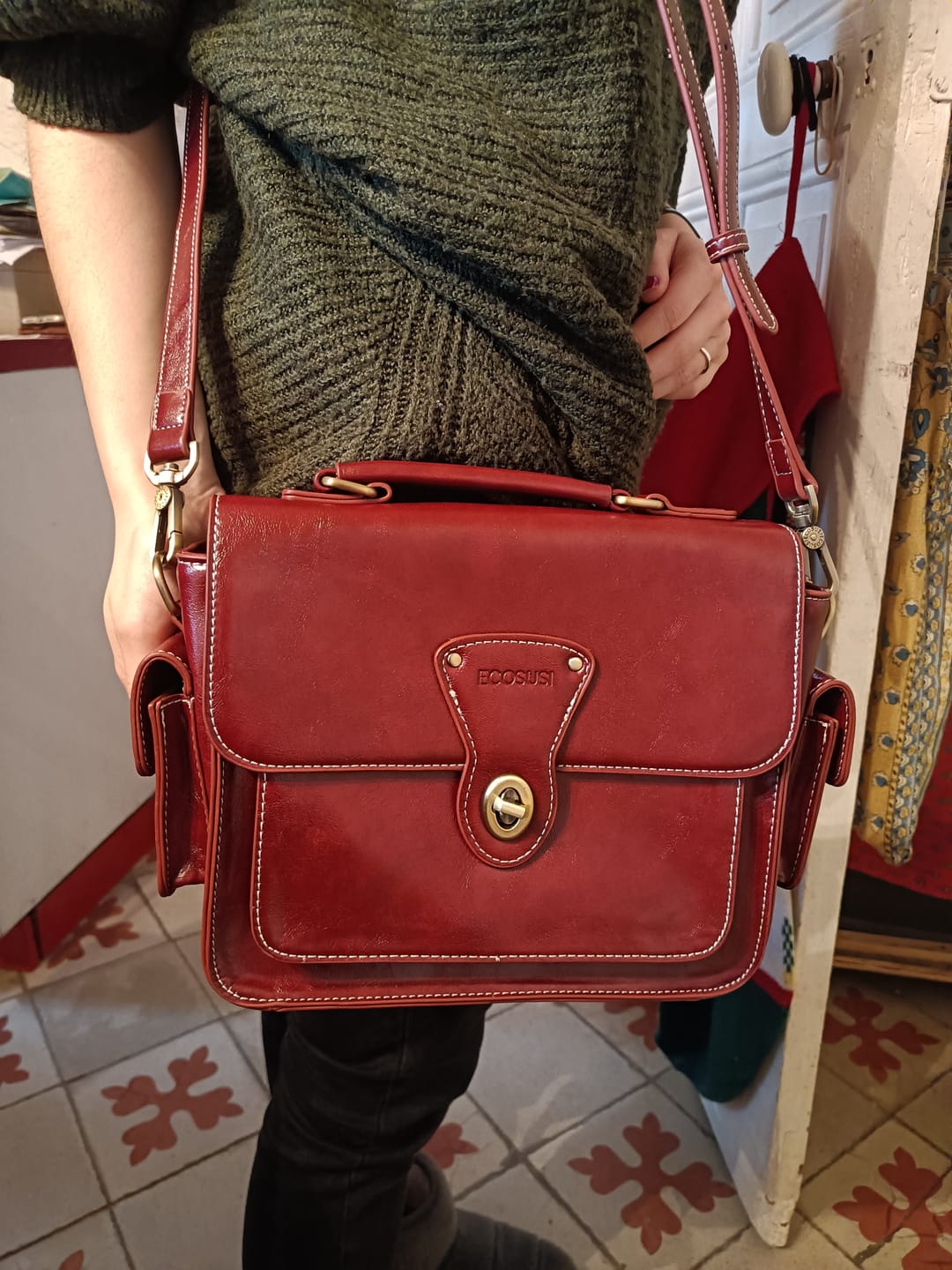 Customer photo review of Alison Vintage Vegan Leather Crossbody Bag