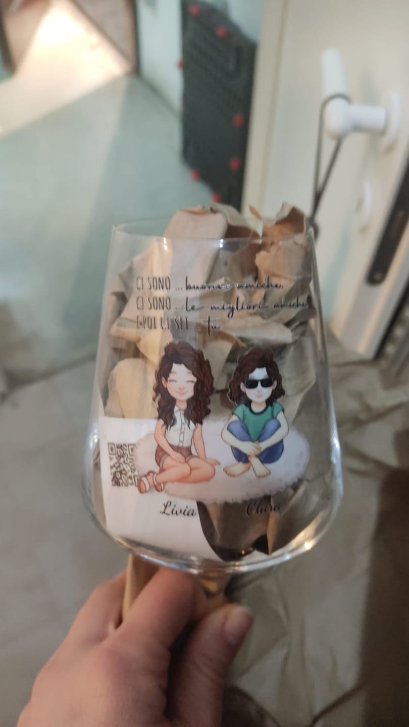 Customer photo review of Cin Cin! - Bicchiere da vino personalizzato per migliori amiche