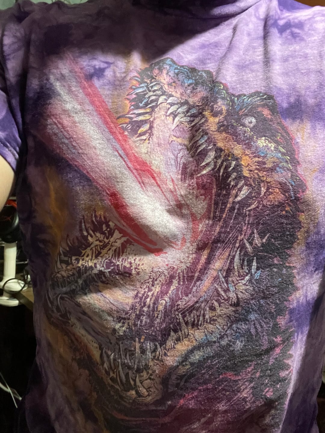 Customer photo review of SHIN GODZILLA: WHO WILL KNOW - T-SHIRT (PURPLE ENERGY TIE DYE)