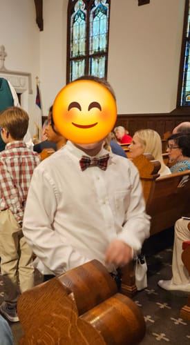Customer photo review of Tartan Plaid Christmas Bow Tie - Red, Green & White Tartan