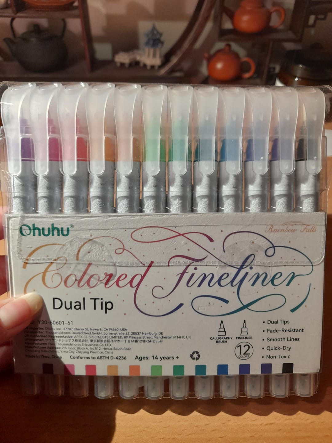 Customer photo review of Ohuhu Colored Fineliner & Brush Pens, 12 Colors