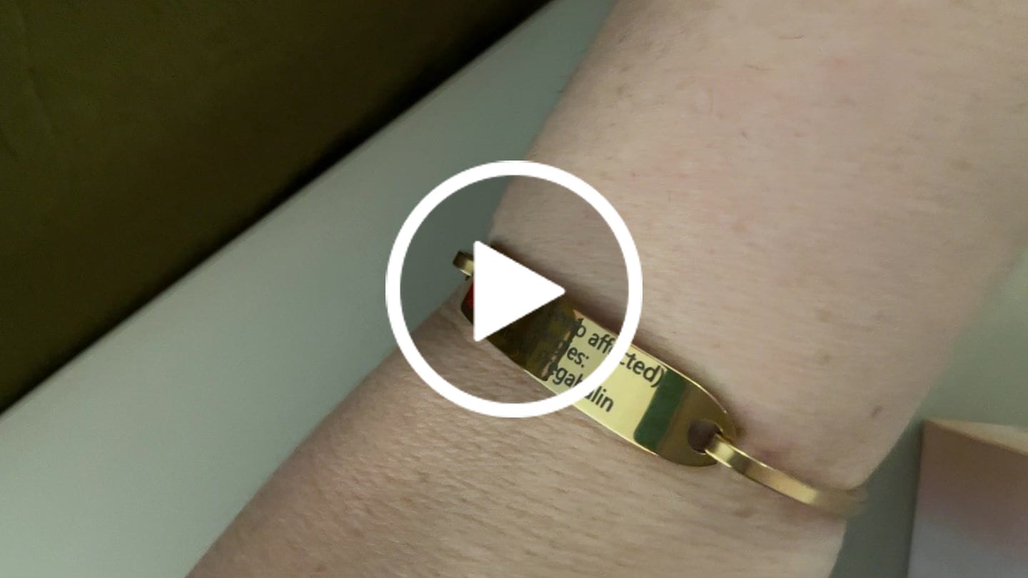Customer video review of Personalised Gold Medical Alert ID Bangle Bracelet