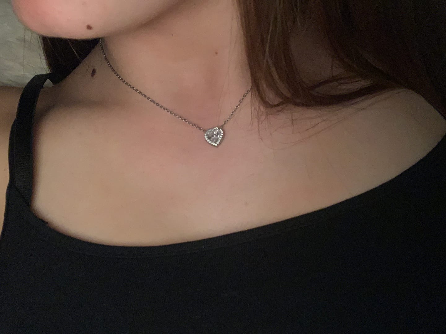 Customer photo review of Crystal Heart Elegance Simple Kette 14K Vergoldet