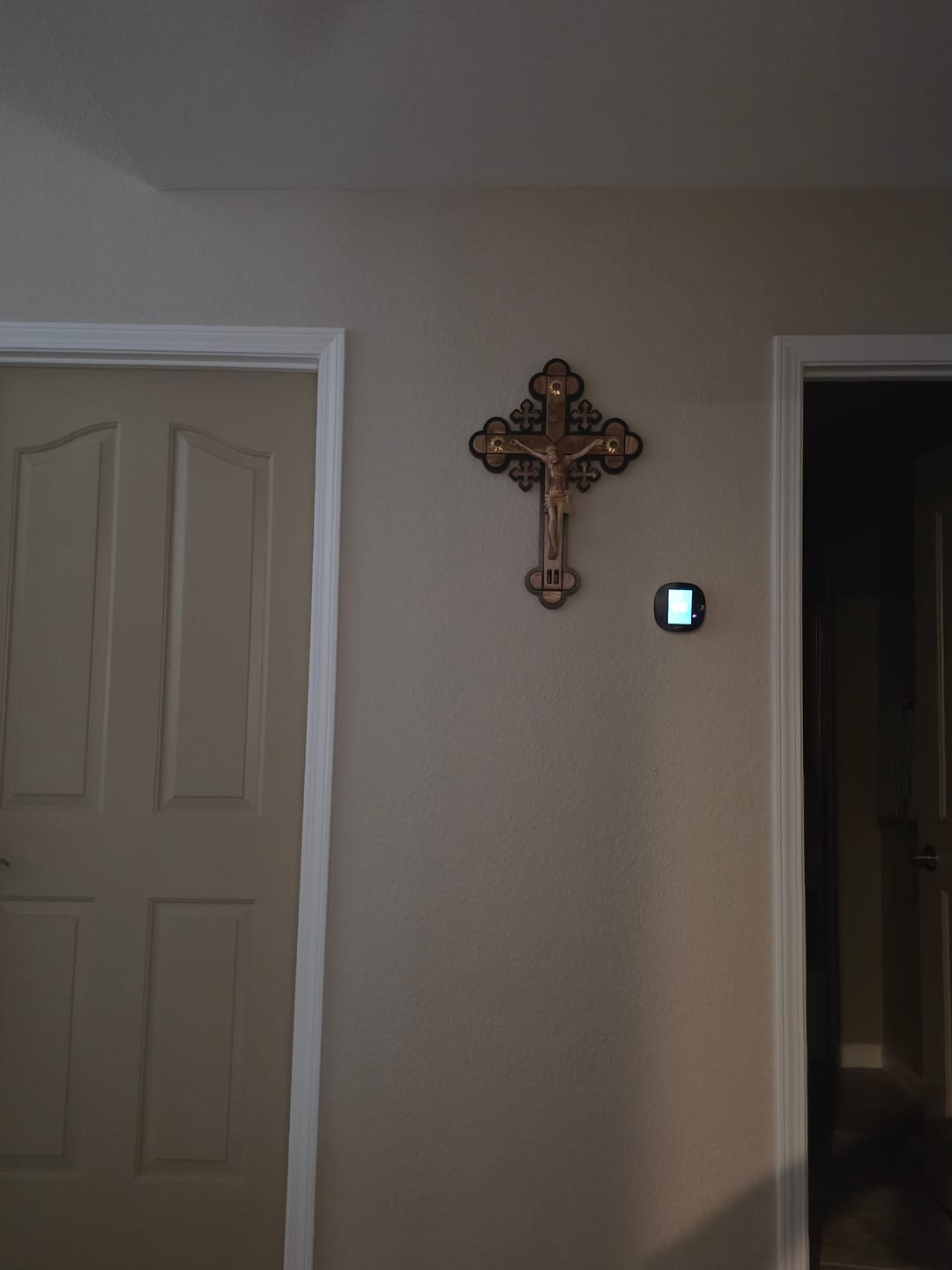 Customer photo review of Olive Wood Crucifix (Fully covered with Mother of Pearl) - Holy Land Crucifixes