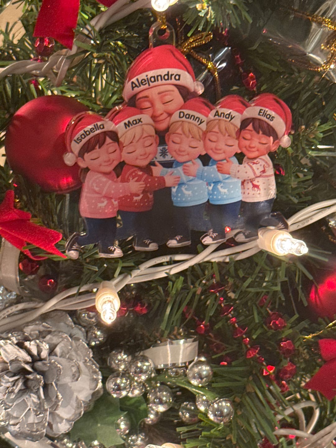 Customer photo review of Grandma Hugging Grandkids - Personalized Acrylic Ornament - Heartwarming Christmas Gift for Grandma, Grandkids