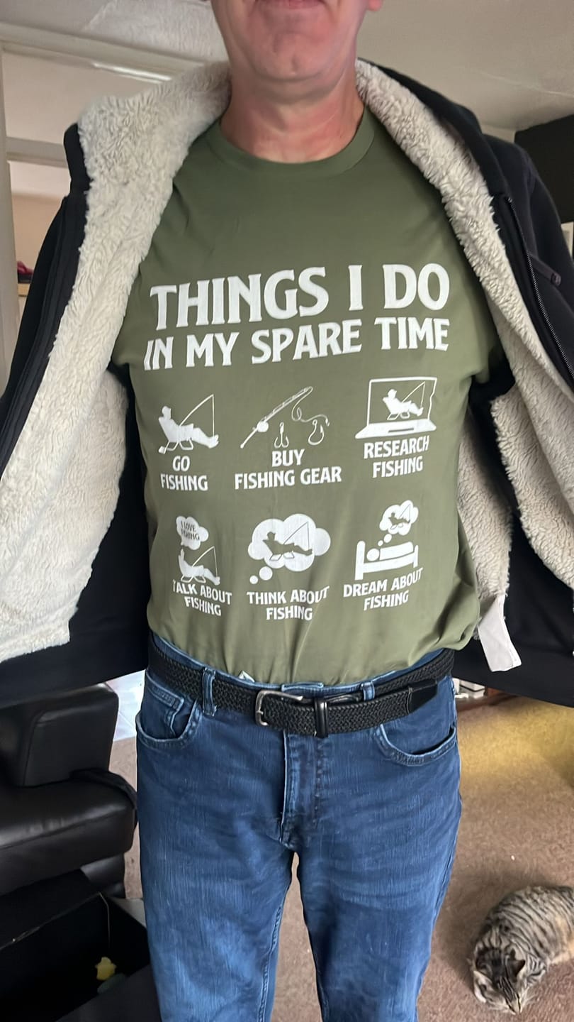 Customer photo review of Things I Do In My Spare Time Fishing 50 T Shirt