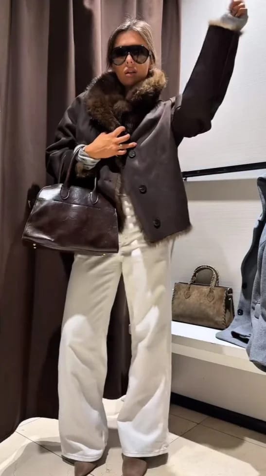Customer photo review of Jacky Reversible Faux Fur Leather Jacket