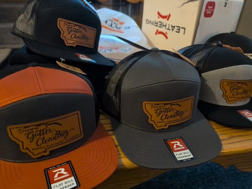 Customer photo review of Custom Leather Patch Hats Richardson 168 Laser Engraved