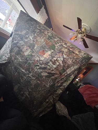 Customer photo review of VisMax See Through Blind | 270° Pop Up 3-4 Man Deer Blind | Portable Ground Blind Hunting for Sale with Hunters Comfort Design