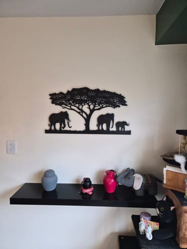Customer photo review of Décoration murale en métal - Famille d'éléphants (V.02)