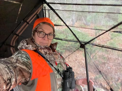 Customer photo review of VisMax See Through 3-4 Person Hunting Blind, Pop Up Ground Deer Blind