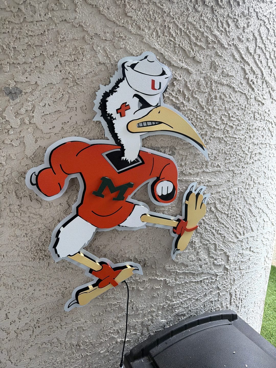 Customer photo review of Miami Hurricanes "Sebastian the Ibis" 3D Vintage Metal Wall Art