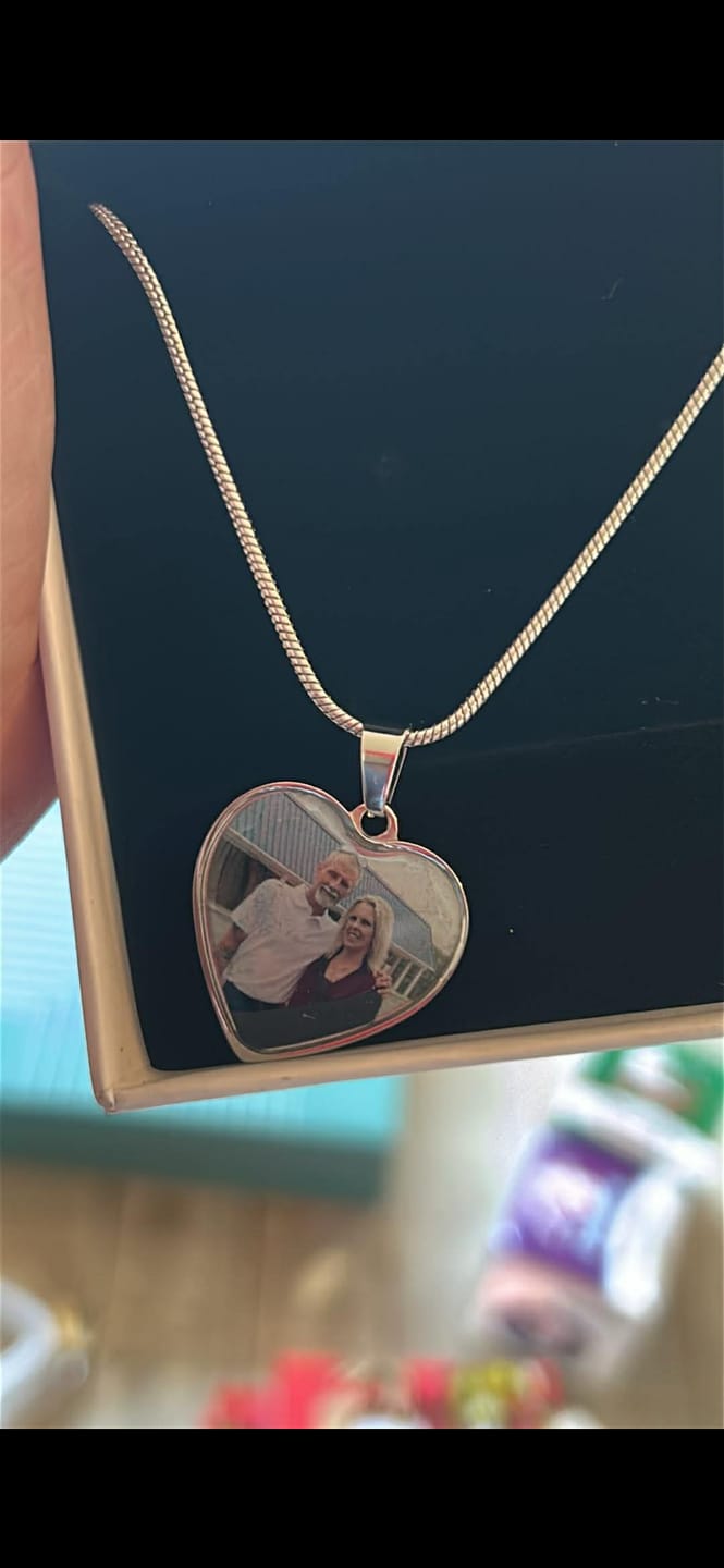Customer photo review of Photo Engraved Necklace Memorial Gift (Manual Upload)