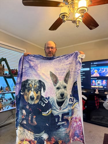 Customer photo review of 'Minnesota Doggos' Personalized 2 Pet Blanket