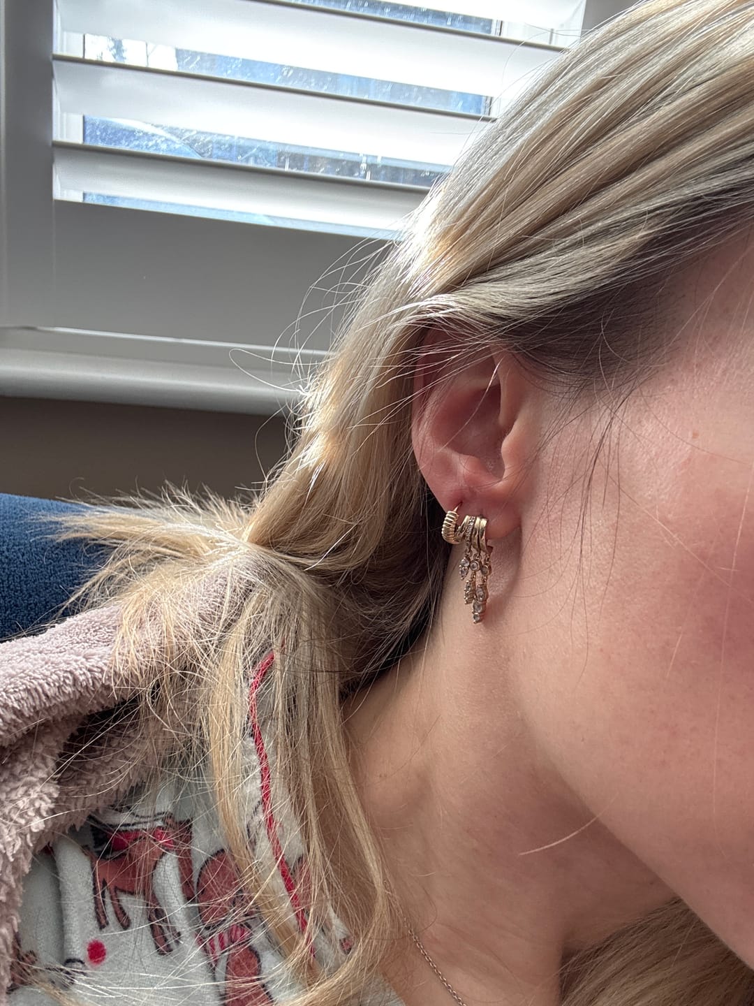 Customer photo review of Cleo Stacked Multi Hoop Huggie Illusion Earrings