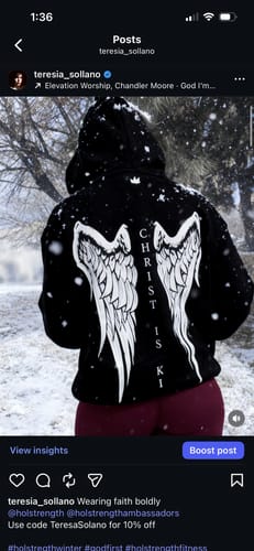 Customer photo review of Christ Is King Wing Hoodie
