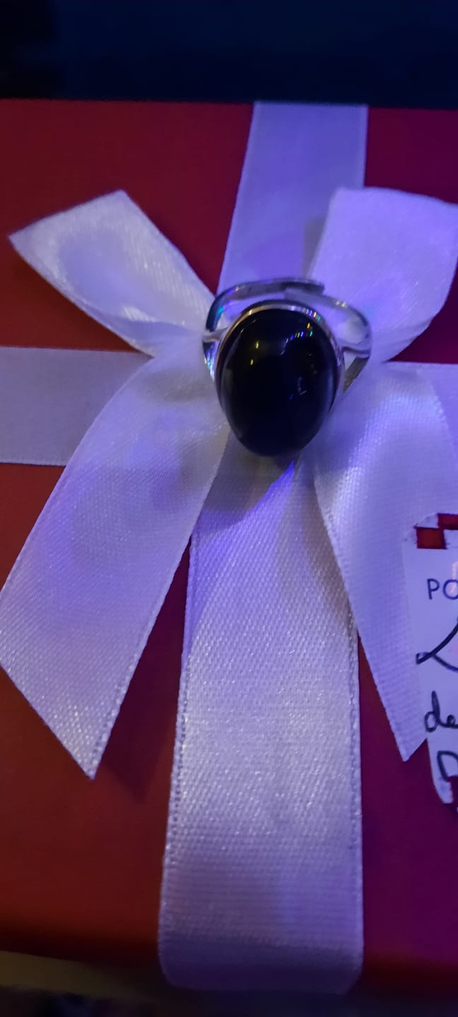 Customer photo review of Bague Ajustable "Guérison de L'Âme" en Obsidienne Œil Céleste & Argent
