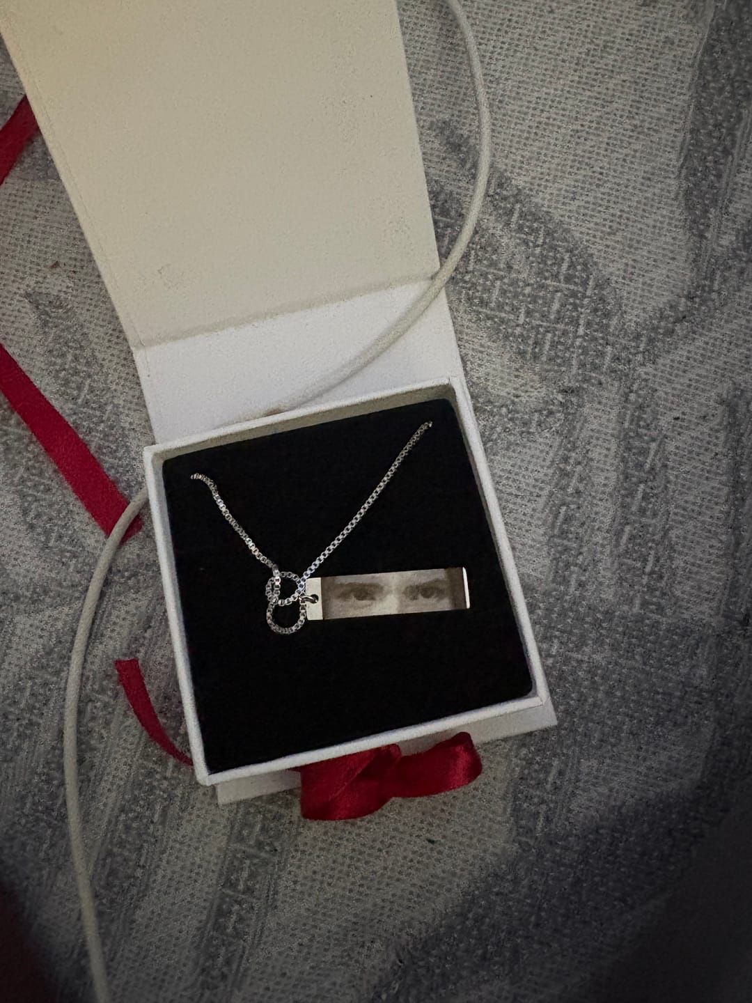 Customer photo review of Personalized Eye Photo Necklace