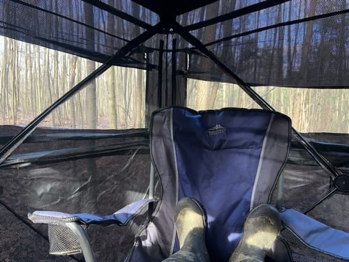 Customer photo review of VisMax See Through 3-4 Person Hunting Blind, Pop Up Ground Deer Blind