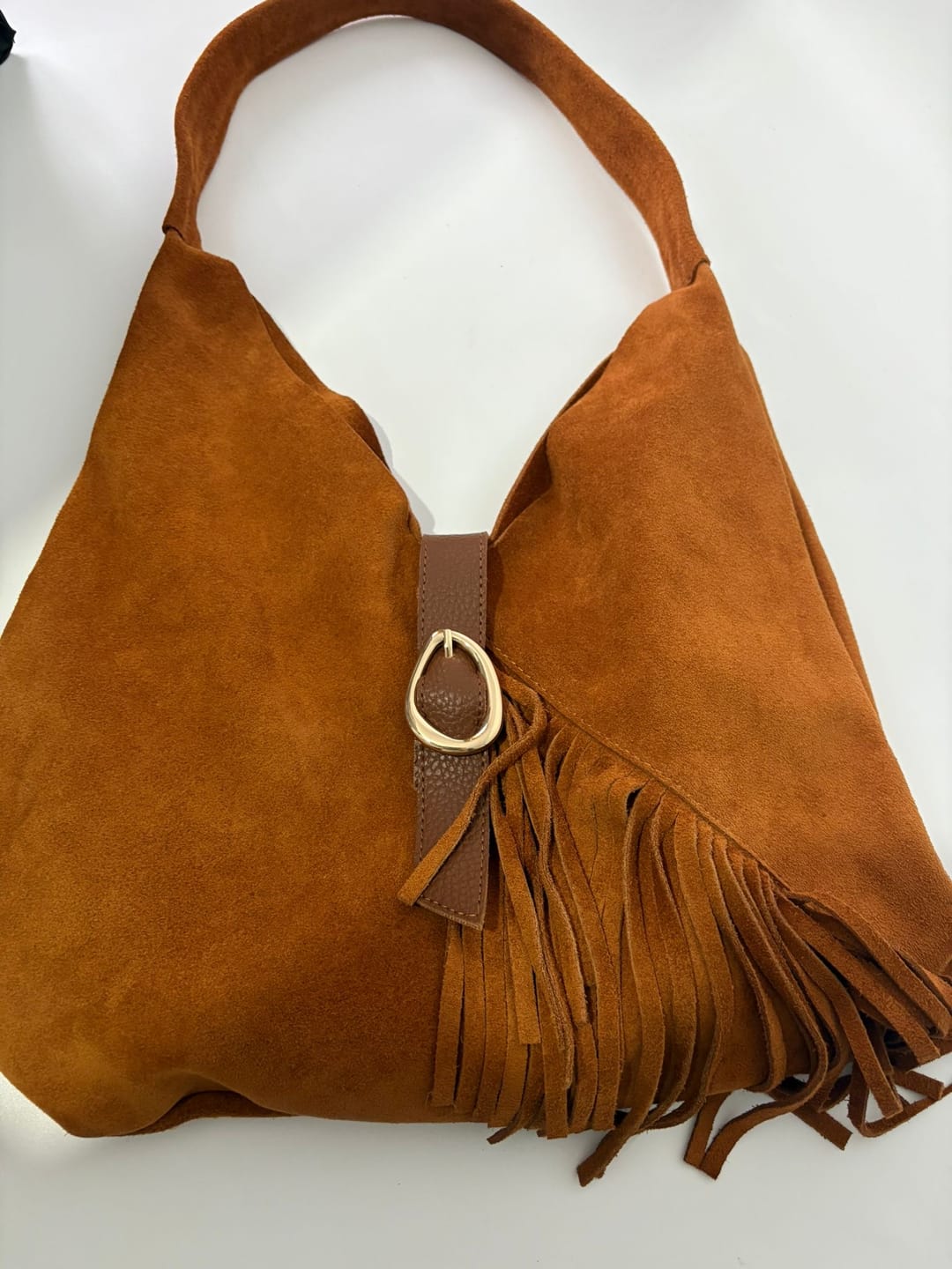 Customer photo review of Aria Fringe | Yavrulu Püsküllü Süet Çanta