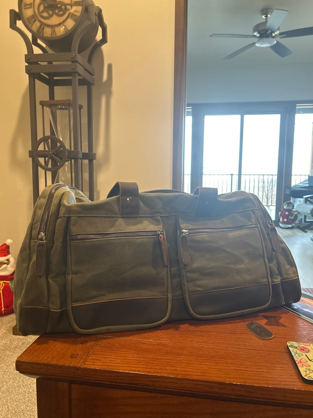 Customer photo review of The Weekender - Waxed Canvas Leather Duffel