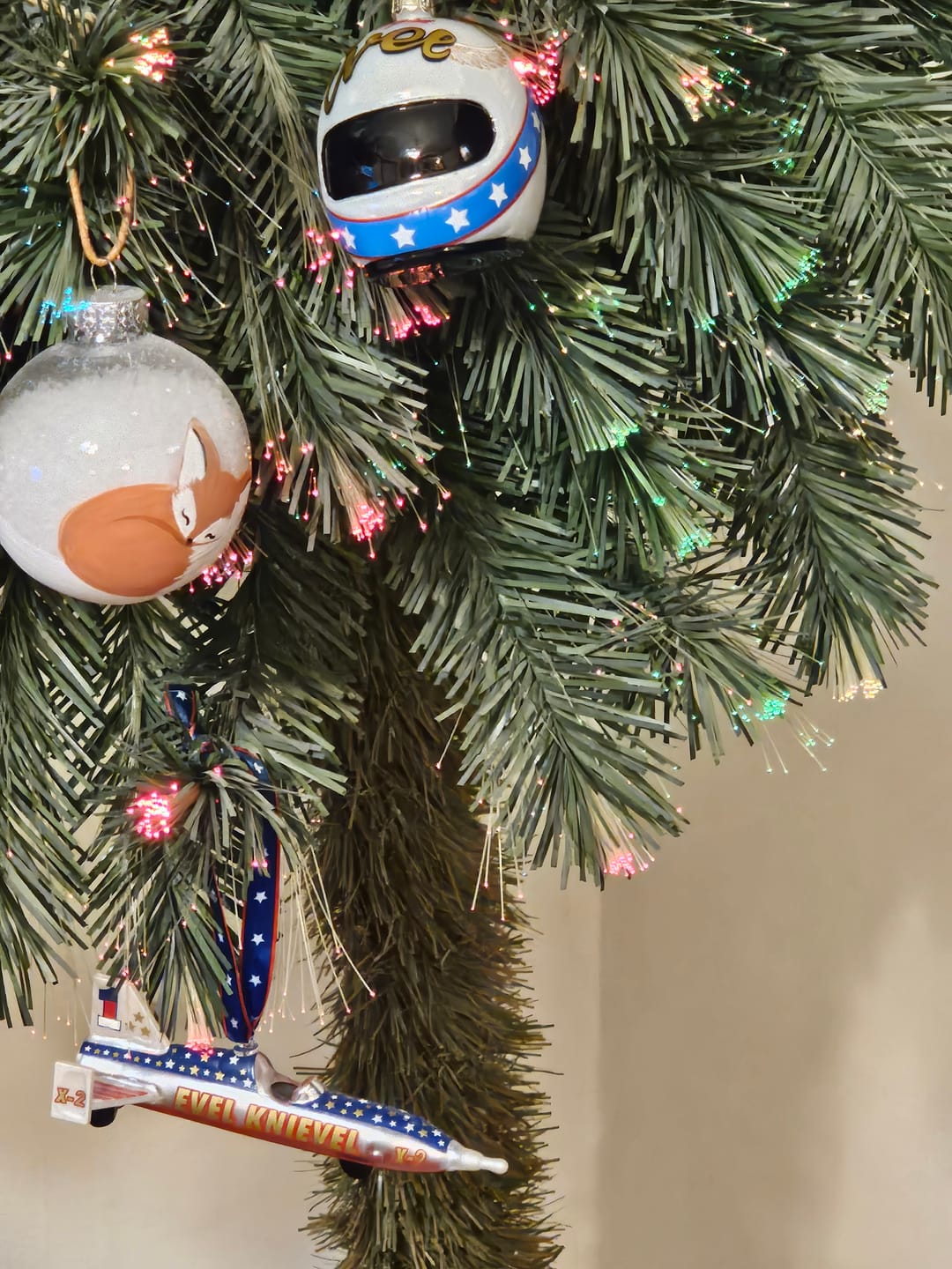Customer photo review of Evel Knievel 2 Piece Glass Ornament Set