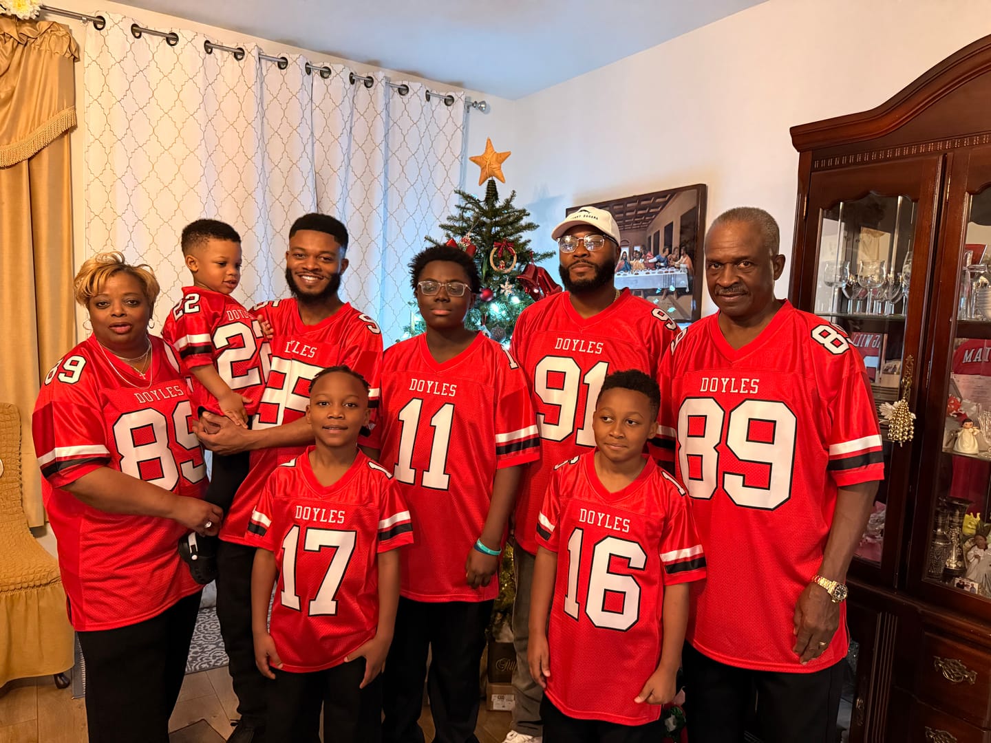 Customer photo review of Custom Red White-Black Classic Style Mesh Authentic American Football Jersey
