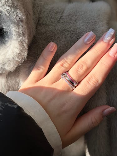 Customer photo review of Rosy Pink Rhinestone Stacked Ring