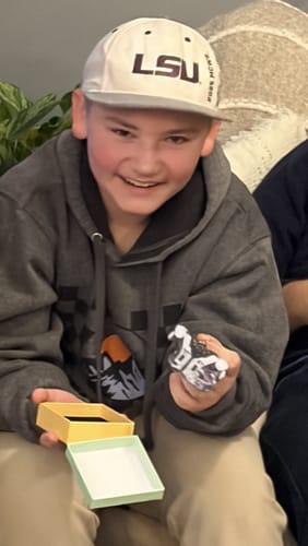 Customer photo review of American Football Shoulder Pads and Helmet Personalized Ornament