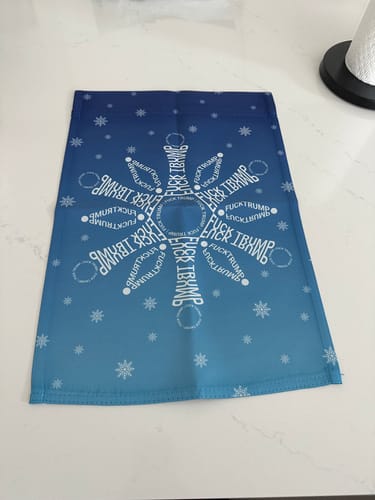 Customer photo review of Subtle F*ck Trump Snowflake Garden Flag