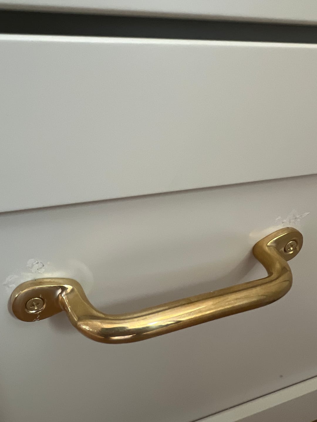Customer photo review of Serene Cabinet Pulls - Unlacquered Brass Polished