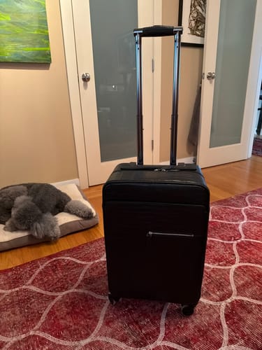 Customer photo review of Crocodile Skin Leather Roll Aboard Suitcase Weekend/Travel Bag Trolley Luggage 20-Inch Black