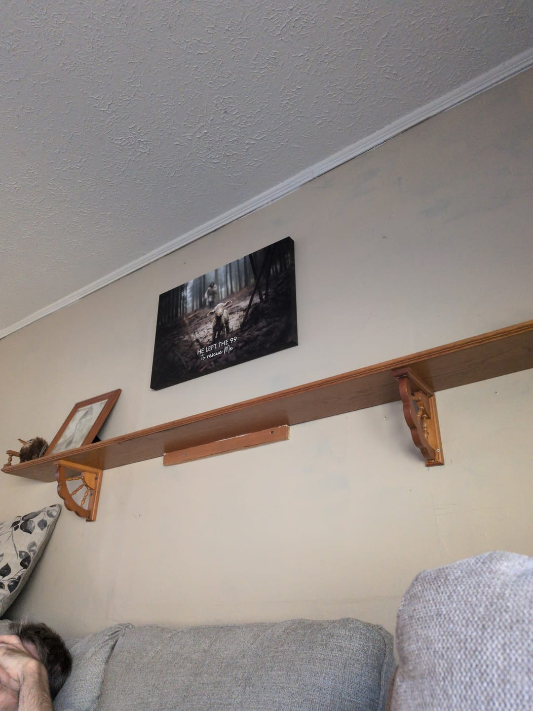Customer photo review of He Left the 99 to Rescue Me, Jesus and Lost Sheep, Wall Art Canvas