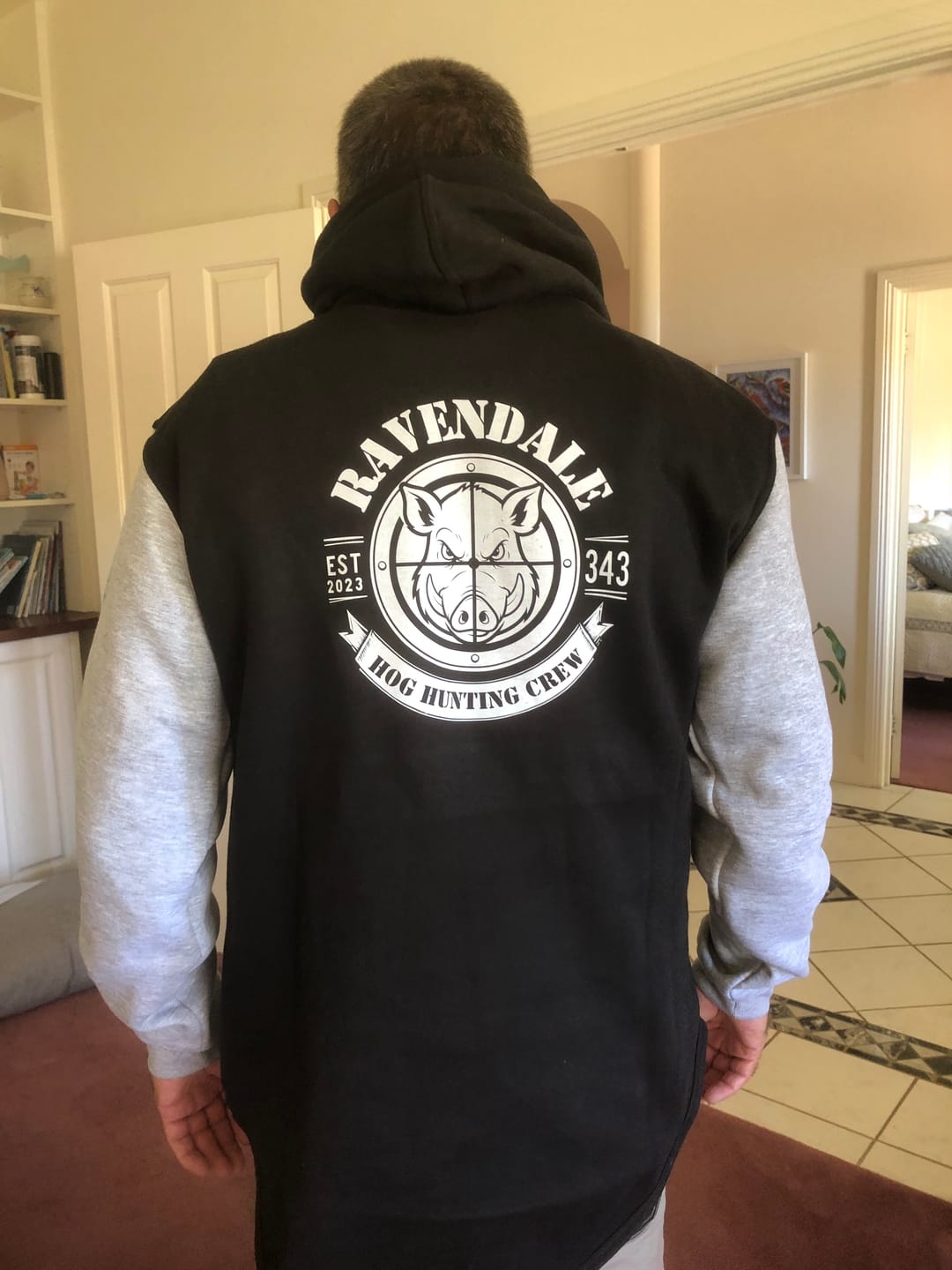 Customer photo review of Grey & Black | No Zip Long Tail Hoody