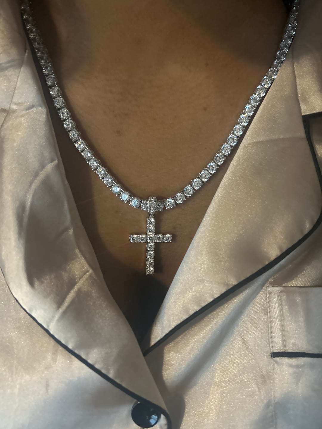 Customer photo review of Moissanite Cross Pendant - 925 Silver - D Colour - VVS1