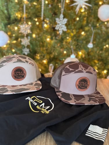 Customer photo review of Custom Leather Patch 7 Panel Trucker Hat - Richardson 168P