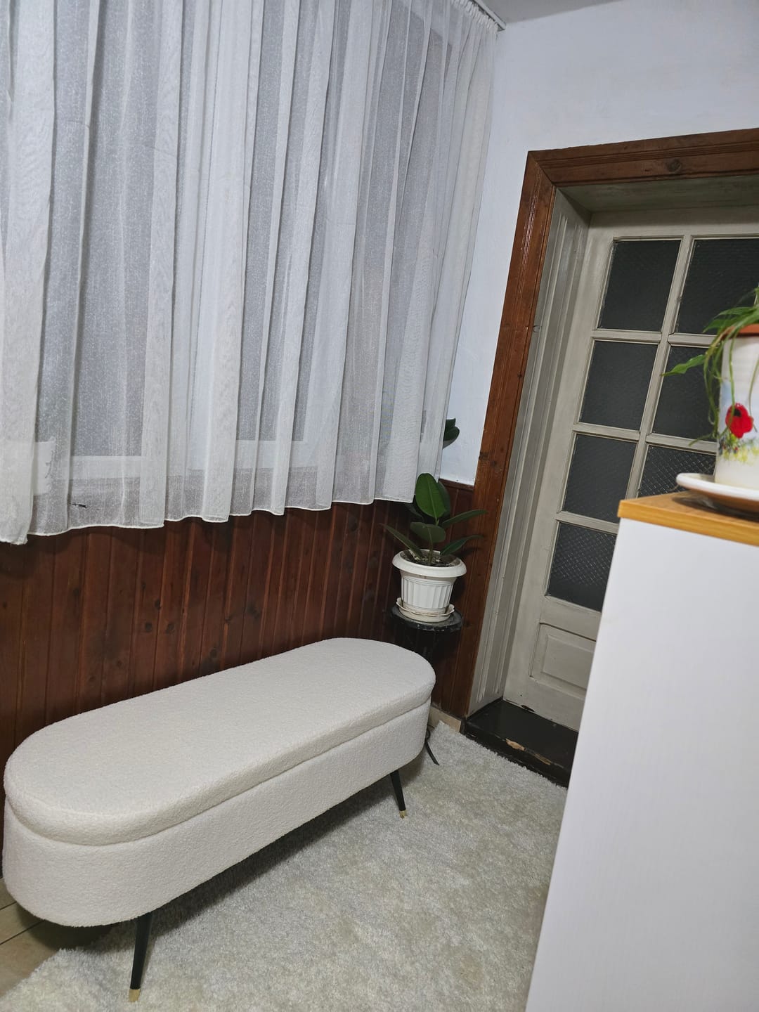 Customer photo review of Bancheta AVEIRO, stofa buclata crem, 120x46x40 cm