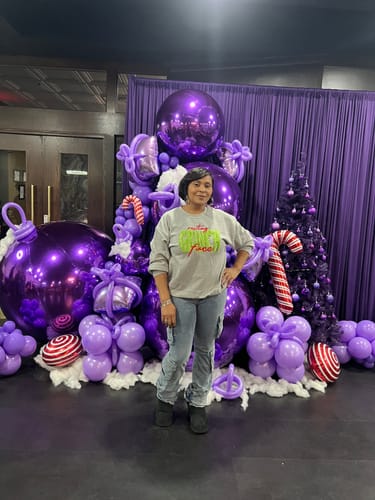 Customer photo review of Purple Inflatable Mirror Ball Reusable Big Bubble Balloon
