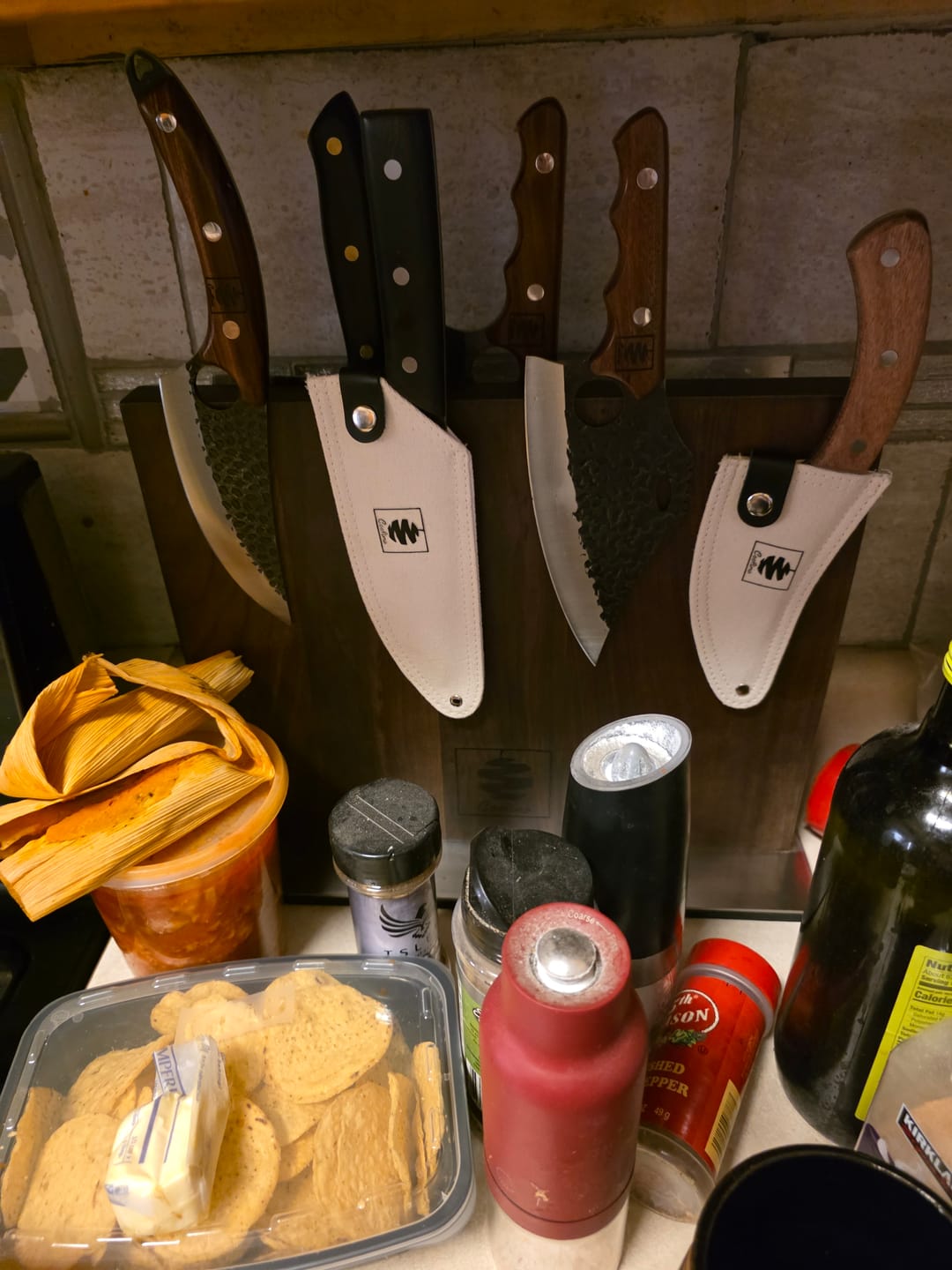 Customer photo review of Walnut Magnetic Knives Holder