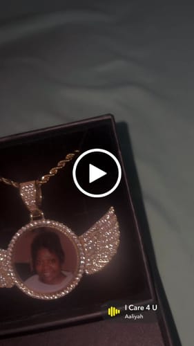Customer video review of Diamond Studded Angel Wing Photo Necklace
