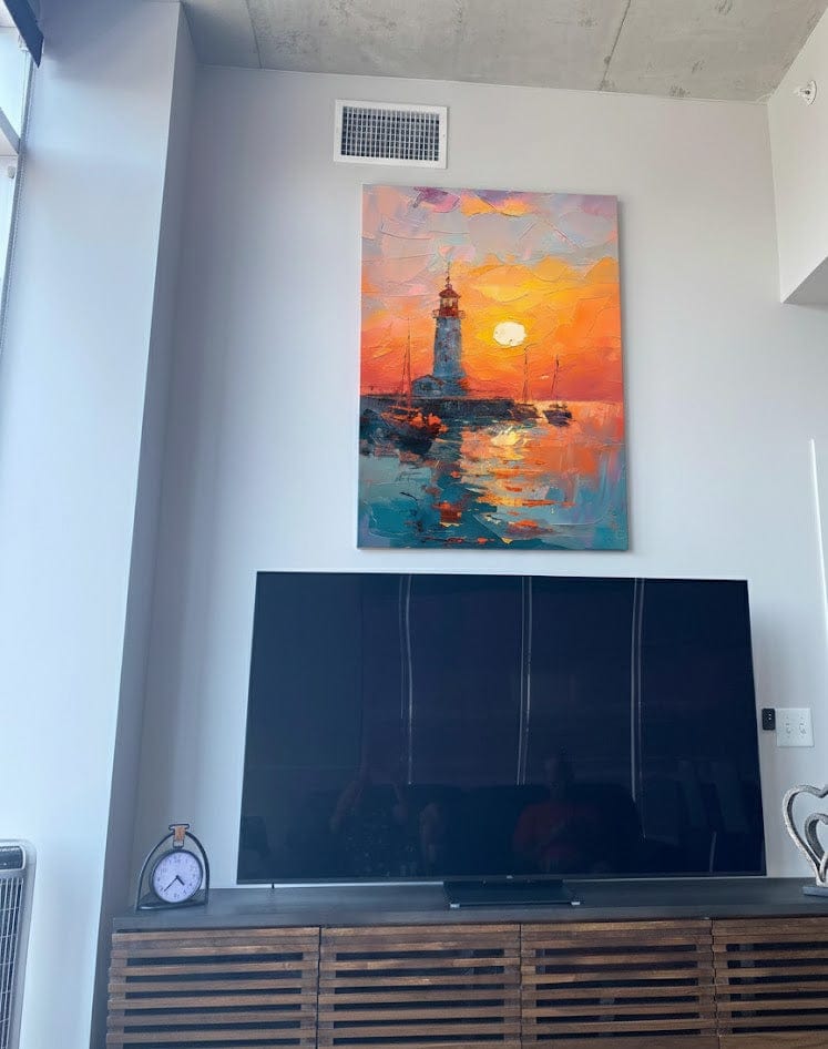 Customer photo review of Lighthouse In The Sunset Painting, Canvas Art Print Decor, Painting Art, Canvas Prints Wall Art