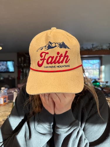Customer photo review of Hat: Faith Can Move Mountains