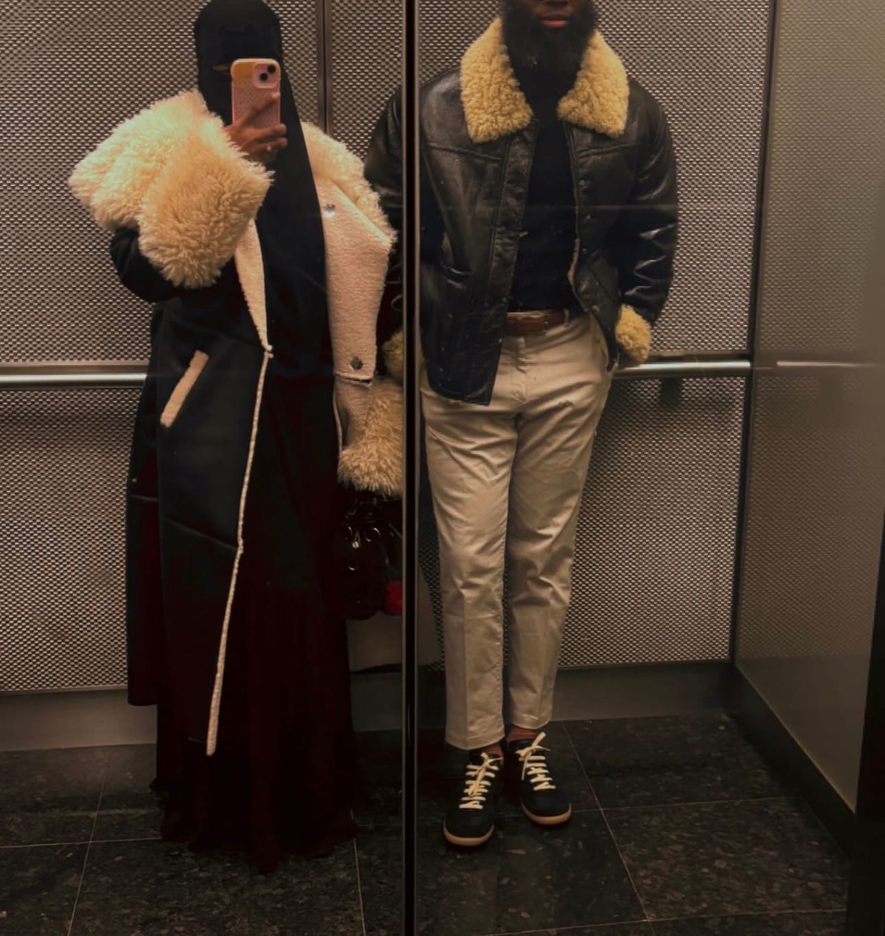 Customer photo review of FLUFFY-TRENCH-BLACK FAUX FUR JACKET