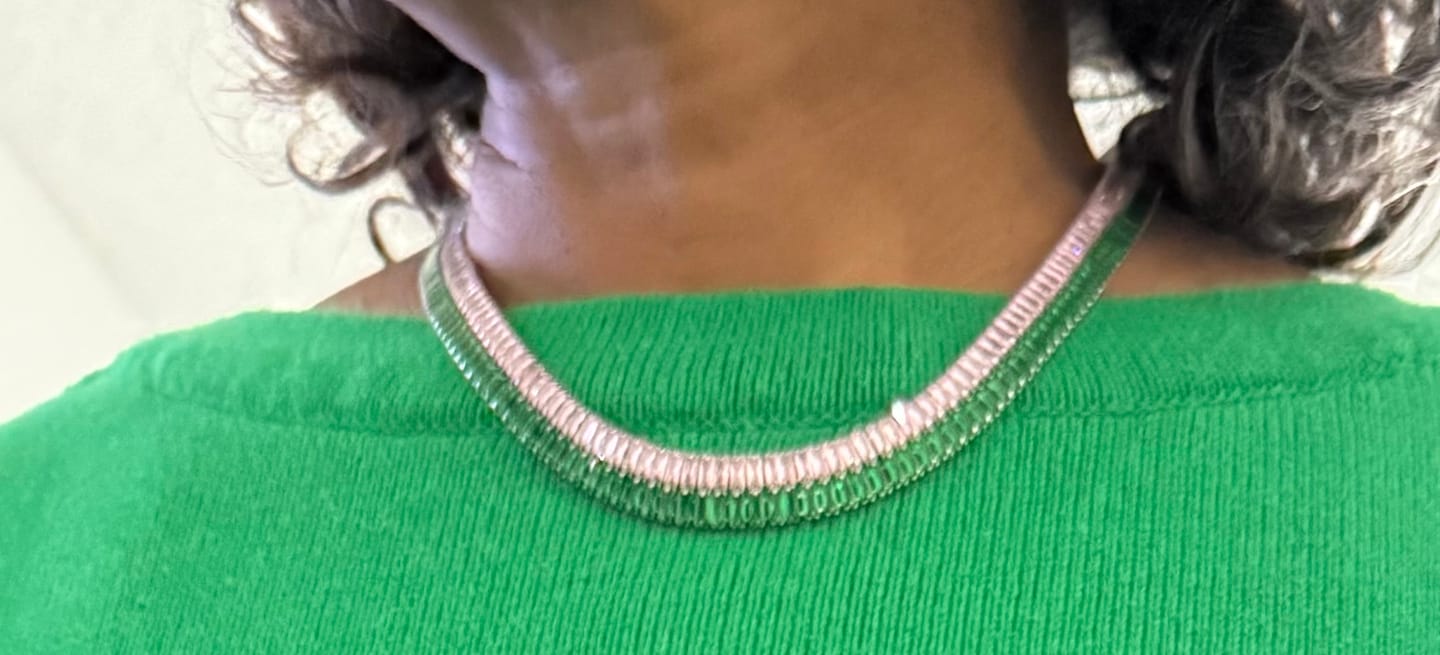 Customer photo review of Nara Double Row Tennis Necklace