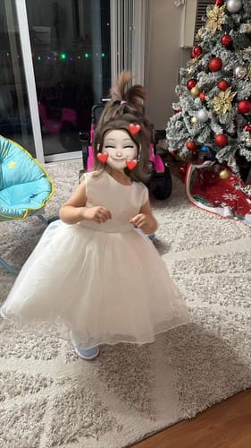 Customer photo review of Baptism Dresses Baby Girl White Puffy Bow Birthday Party Girl Formal  Princess